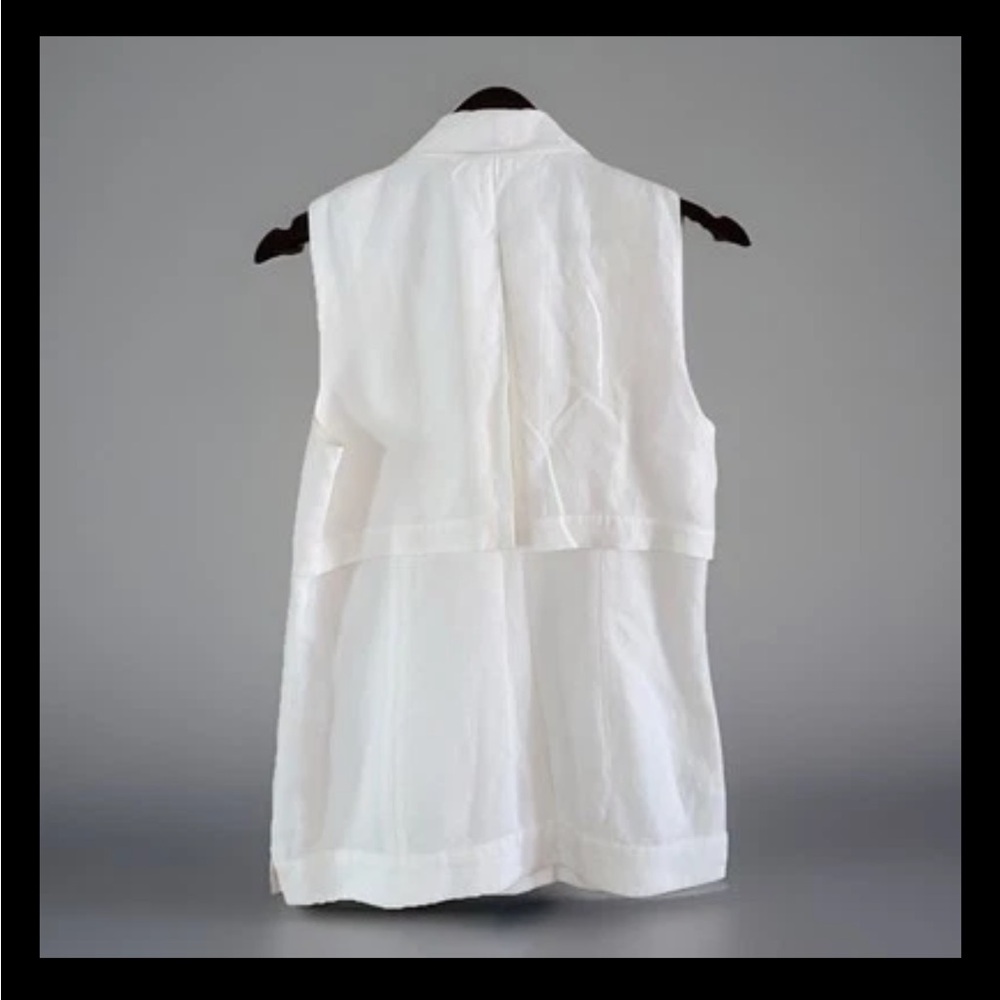 Joan Vass New York White Linen Mix Vest Size 8 Zippers Pockets Lined Perfect - Picture 6 of 11